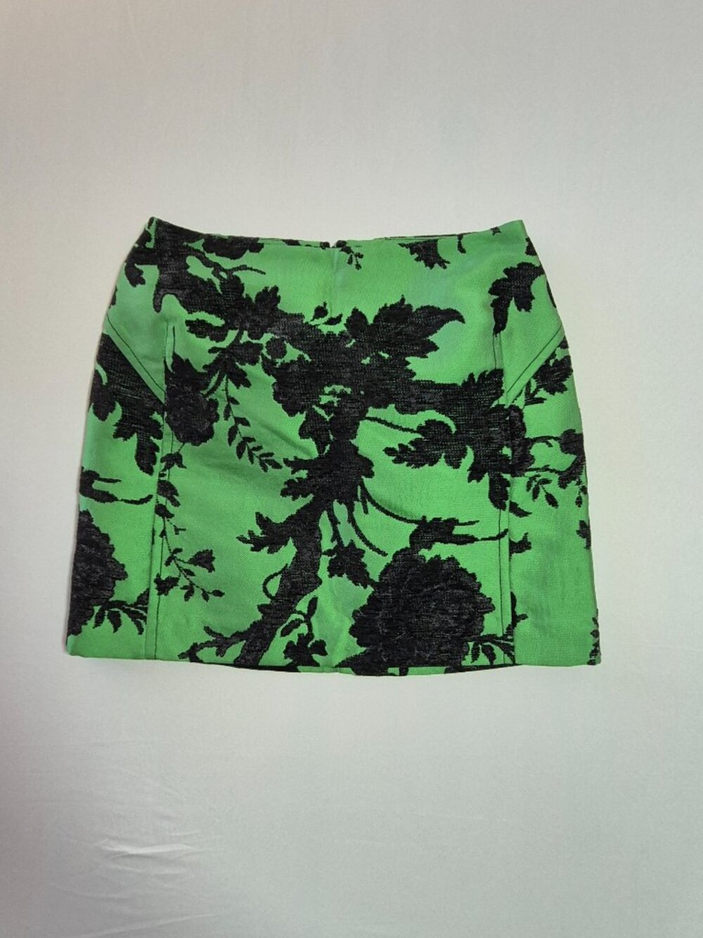 Baum und Pferdgarten Womens Sagira Skirt 34 Neon Green Black Floral Jacquard Zip